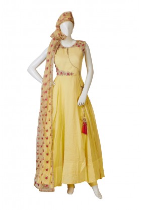 Graceful Lemon Indo-Western Dress 